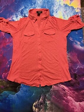 Verve Coral Button-Down Utility Shirt